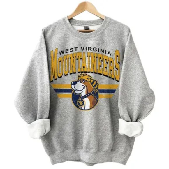 West Virginia Mountaineers Sweatshirt NCAA WVU Crewneck Pullover Heavy Blend - Picture 1 of 2